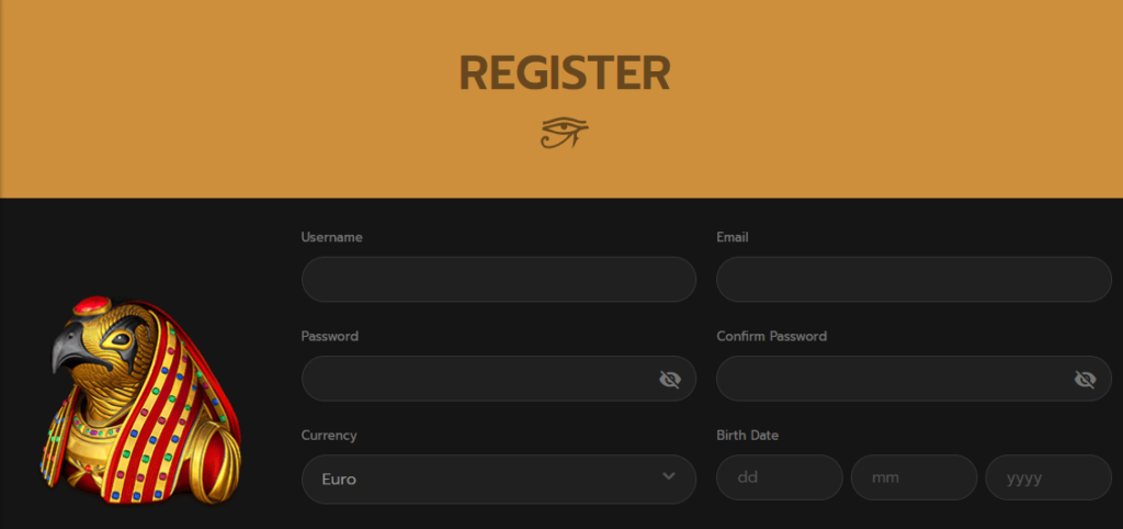 Διαδικασία εγγραφής στο Horus casino